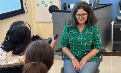 IndyKids reporters speak with Renée Feltz in July 2026 (Photo by IndyKids staff)